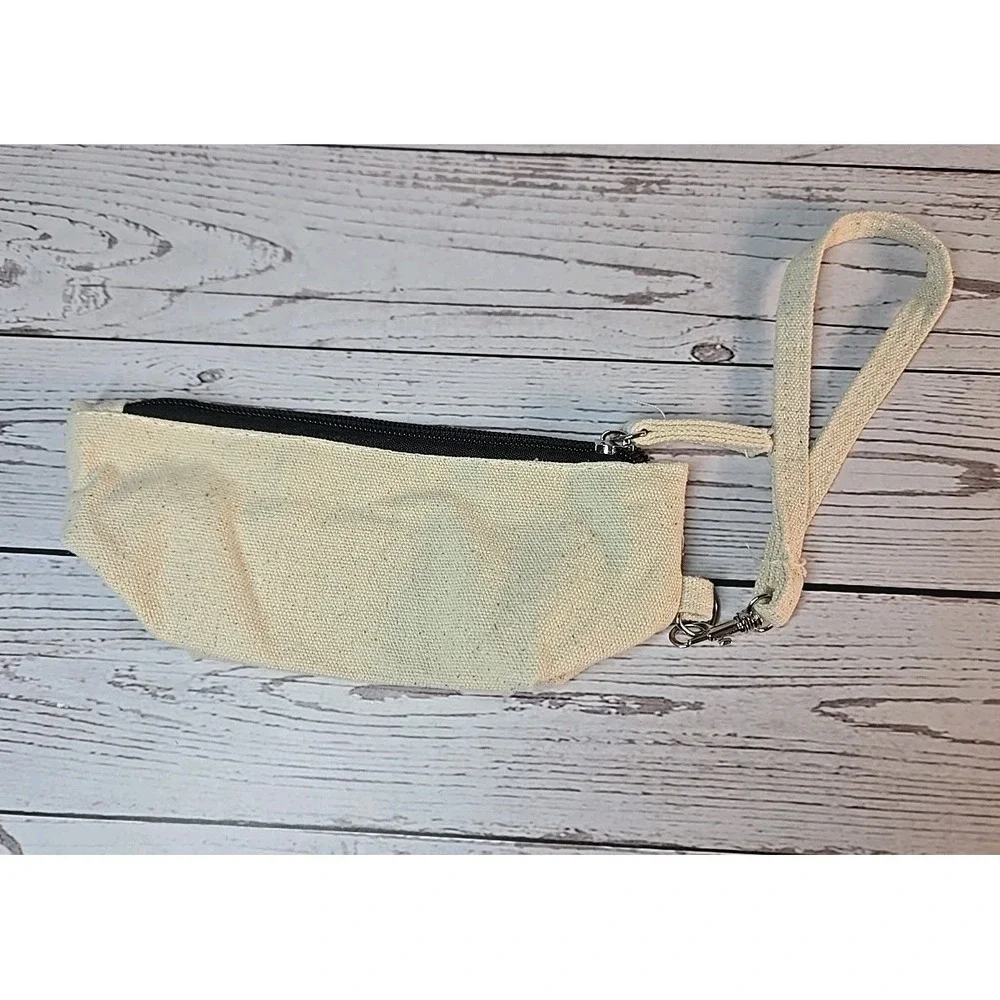 Maybelline New York Canvas Makeup Bag – Wristlet Pouch with Black Zipper *new*